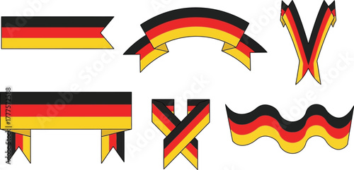 Various german flag ribbons and banners on a white background vector