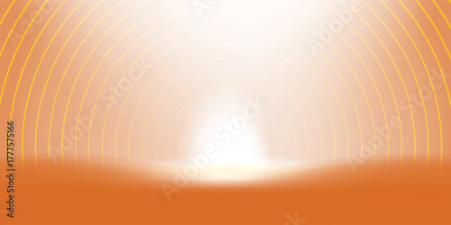 futuristic yellow glowing curve vector lines on orange background
