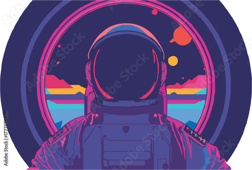 Stunning astronaut in futuristic space scene, vibrant colors evoke wonder and exploration, perfect for sci-fi themes and modern designs, out of this world