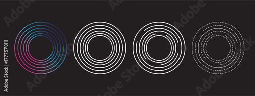 Abstract Circle Line Patterns. Vector & Seamless Designs.