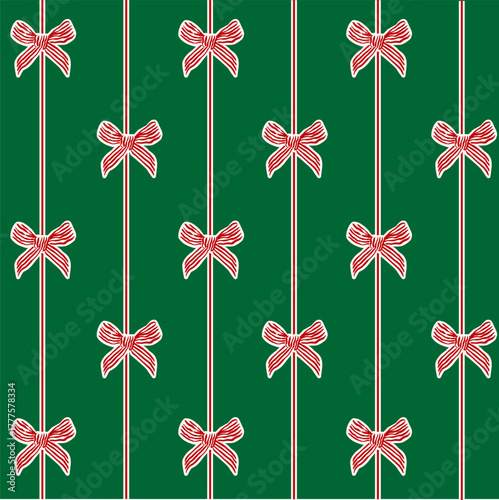 Merry Christmas card with a trendy beautiful Christmas design, festive bows pattern. Minimal art decoration elements for season banner, poster, cover with frame pattern with bows