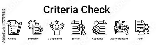 Criteria Check banner web icon vector illustration concept for education with icon of Criteria, Evaluation, Competence, Scrutiny, Capability, Quality Standard.