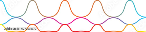 Colorful intersecting wave lines on white background Keywords: wave, line, colorful, intersecting, abstract, gradient, rainbow