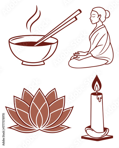 Meditation & Wellness Vector Icons Set – Spiritual Minimal Design