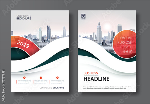 White red Annual report brochure flyer design template vector, Leaflet presentation, book cover, layout in A4 size