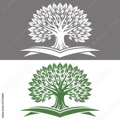 Tree of knowledge growing from an open book symbolizing education and wisdom vector