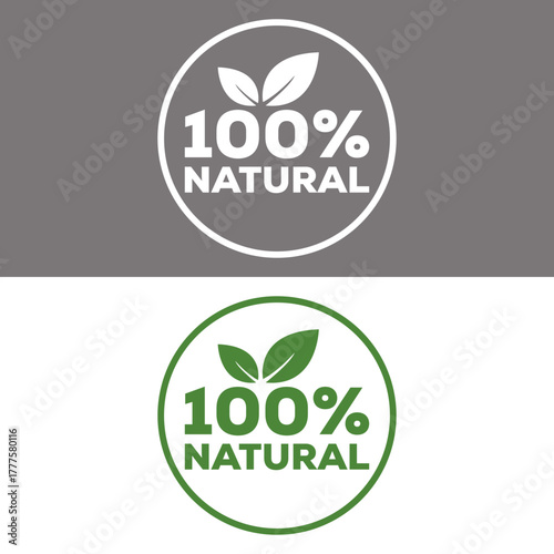 100 percent natural product label design for organic food and cosmetics vector