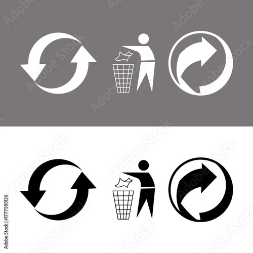 Recycling symbols showing proper disposal and environmental consciousness vector
