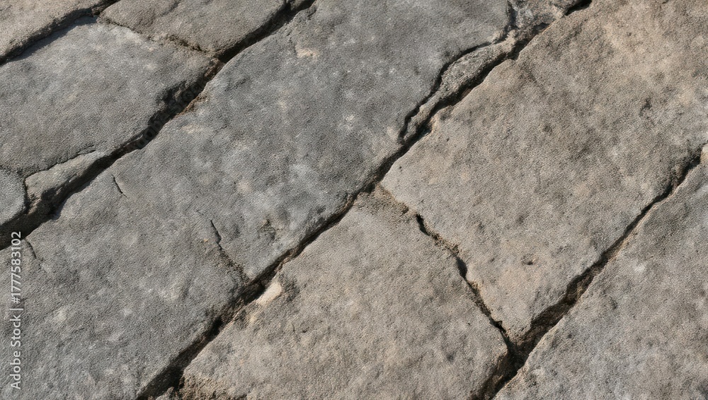 Obraz premium Textured Stone Paving with Diagonal Cracks and Color Variation.