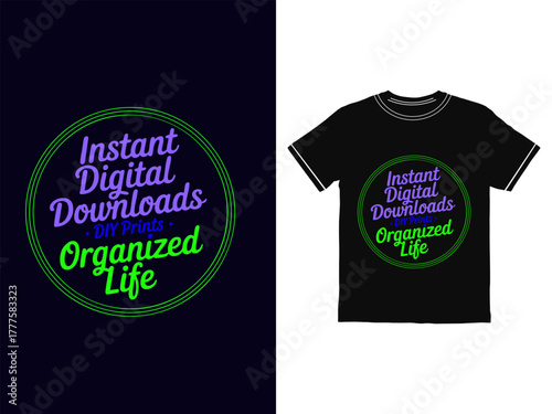 Casual fashion T-shirt design template for clothing apparel illustration, vector print concept on cotton textile