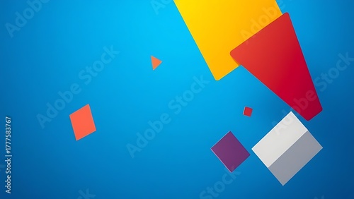 Free Download Abstract geometric shapes float against a gradient blue background, creating a modern and minimalist business concept. - GFXLoad