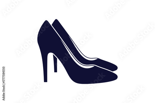 Elegant minimalist high heel shoe vector illustration in single color