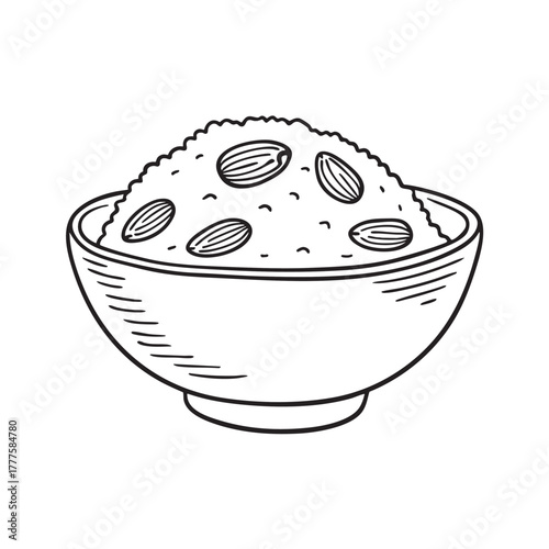 Bowl of couscous finished with a mix of raisins and almonds