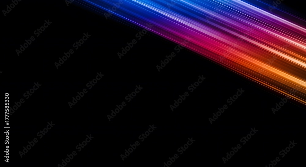 Fototapeta premium Abstract neon light trails on dark background dynamic moving lines in bright blue, magenta, pink, and orange symbolizing speed ​​and technology
