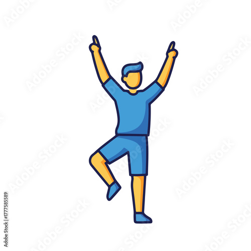 Man enthusiastically pointing upwards with both hands raised. Ideal for business presentations, motivational content, success concepts, or achievement themes.