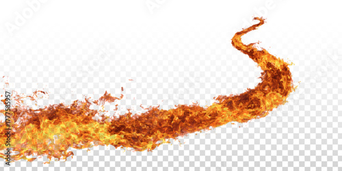Vector fire trail on the ground isolated on the transparent background.