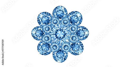 A circular arrangement of blue diamonds resembling a flower