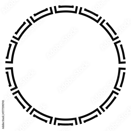 Simple black geometric circle frame with patterned border, ideal for design and decoration.