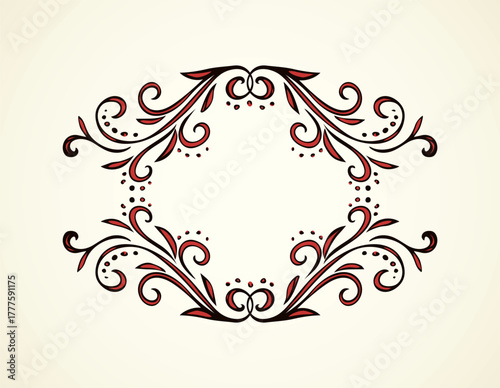 Old cute romantic book ribbon bow swirly tag swoosh element isolated on white paper card backdrop. Freehand black ink pen outline drawn curly corner sketchy in artistic rustic curlicue scrawl style