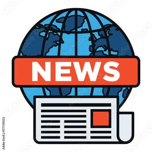 Global News Illustration Journalism Online Media World Information Vector