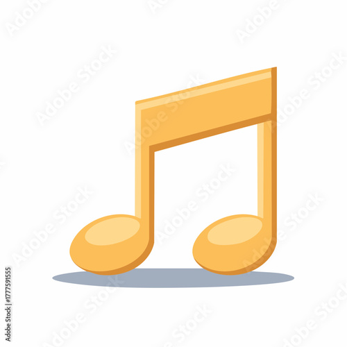 Shiny Golden Eighth Music Note Icon Symbol for Melody and Harmony Concepts