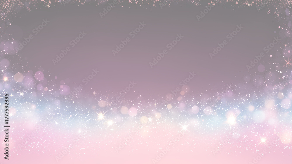 Fototapeta premium ピンクと紫のキラキラした光が輝く幻想的な背景