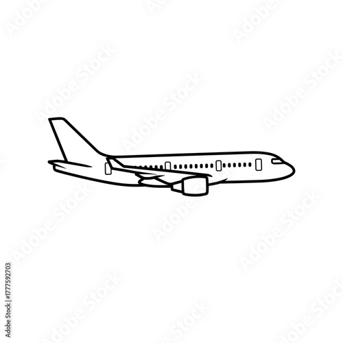 Outline of airplane in flight with simple design 