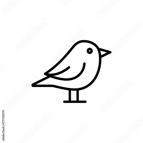 Line drawing of a simple bird standing on one leg  
