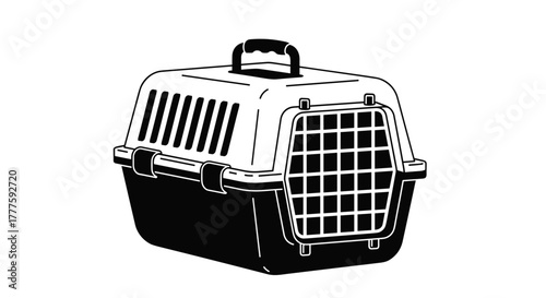 Pet carrier in black and white design for transporting animals  