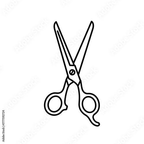 Scissors in minimalist design with black outline 