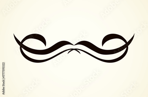 Old cute romantic book ribbon bow swirly tag swoosh element isolated on white paper card backdrop. Freehand black ink pen outline drawn curly corner sketchy in artistic rustic curlicue scrawl style