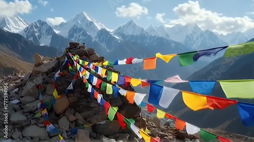 tibetan prayer flags in the himalayas