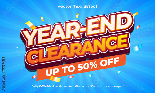 3D year end sale poster editable text effect template