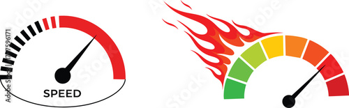 Speedometer with flames and speed indicator