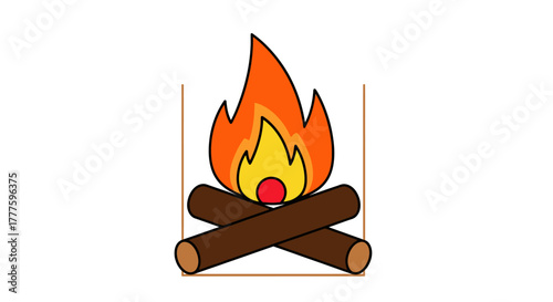 Campfire Burning Brightly - A Warm and Cozy Illustration.