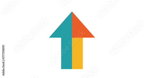 Colorful arrow pointing upwards, representing growth and progress.