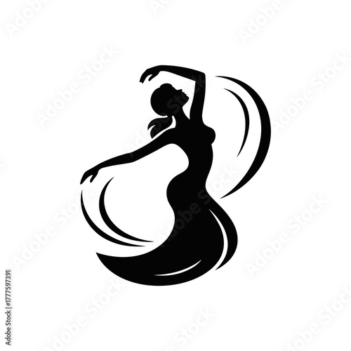 belly dancer with curved lines suggesting motion