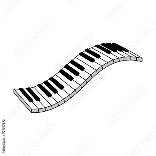 piano keys flowing like a wave