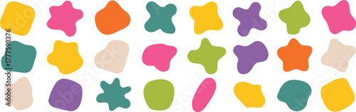 Abstract organic shape collection in colorful and textured design variations for creatives