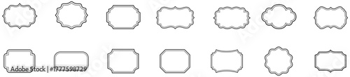 Vintage frame outline collection set with decorative borders and retro label shapes for design projects. Vintage frame outline set. Decorative border shape pack. vintage, frame, border, vector, icon