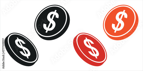Vector Solid Black Coins Glyph Icon. Minimalist illustration representing Finance, Currency, Savings, Wealth, Transaction, and Banking concepts. Ideal for financial apps, economics, and business brand