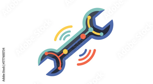 Digital Wrench Icon Representing Modern Technology and Repair Solutions.