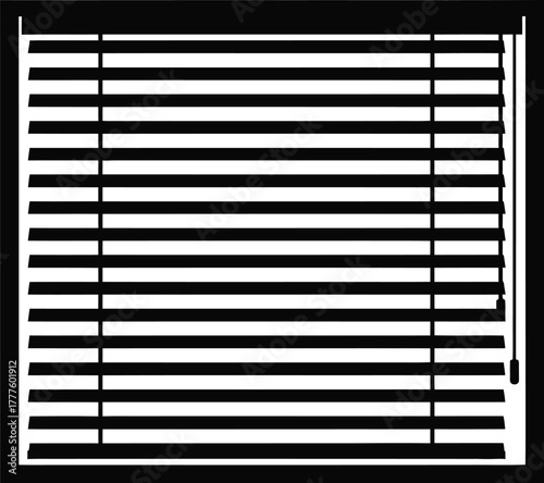 Window blinds and shutters, modern home interior privacy and light control design vector illustration icon silhouette. 