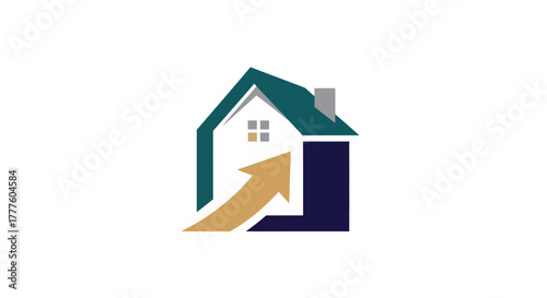 Stylized house icon with an upward-pointing arrow, symbolizing growth or increase in real estate value.