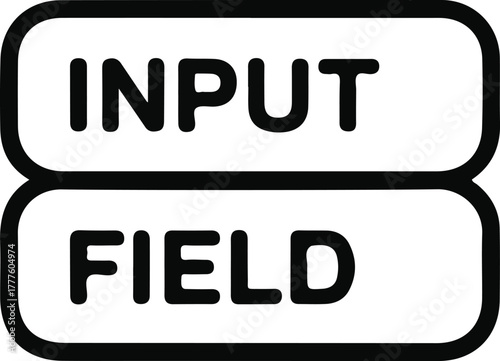 Input field interface line icon illustration, Black line icon depicting text input fields, representing web form, user interface, or login design in a simple minimal style.

