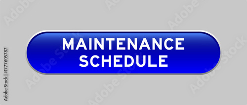 Blue color capsule shape button with word maintenance schedule on gray background