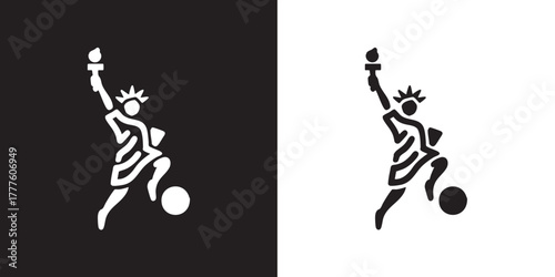 Modern minimalist Statue of Liberty football player logo — American soccer emblem concept