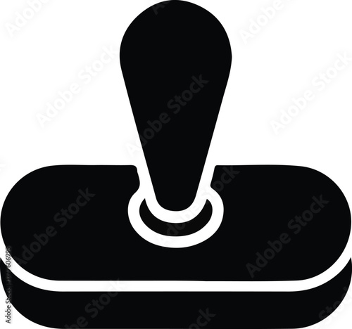Retro joystick game controller icon, Black silhouette icon of a classic joystick controller, symbolizing retro gaming, arcade entertainment, and vintage video game design.

