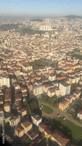An aerial view over Istanbul from a plane 