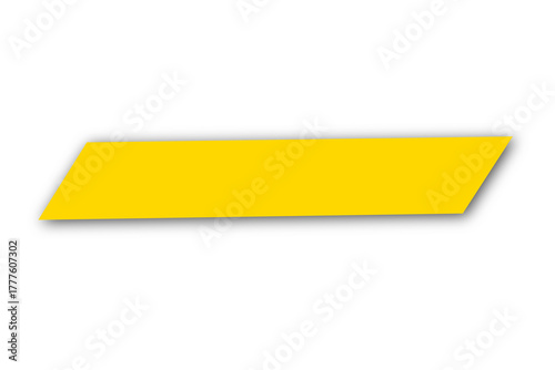 Yellow slanted rectangular banner shape with soft shadow for sale label, poster, and advertising design